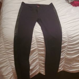 Black Pants with Leather Side Stripe
